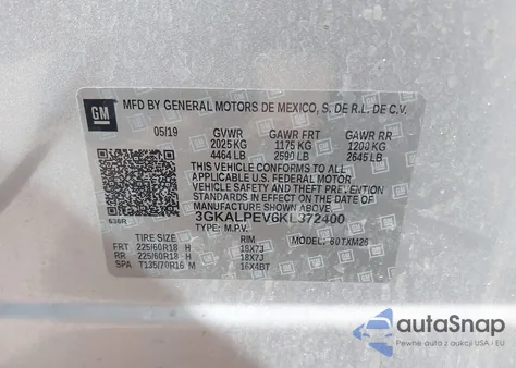 2019 GMC Terrain Slt from USA, damaged, VIN 3GKALPEV6KL372400